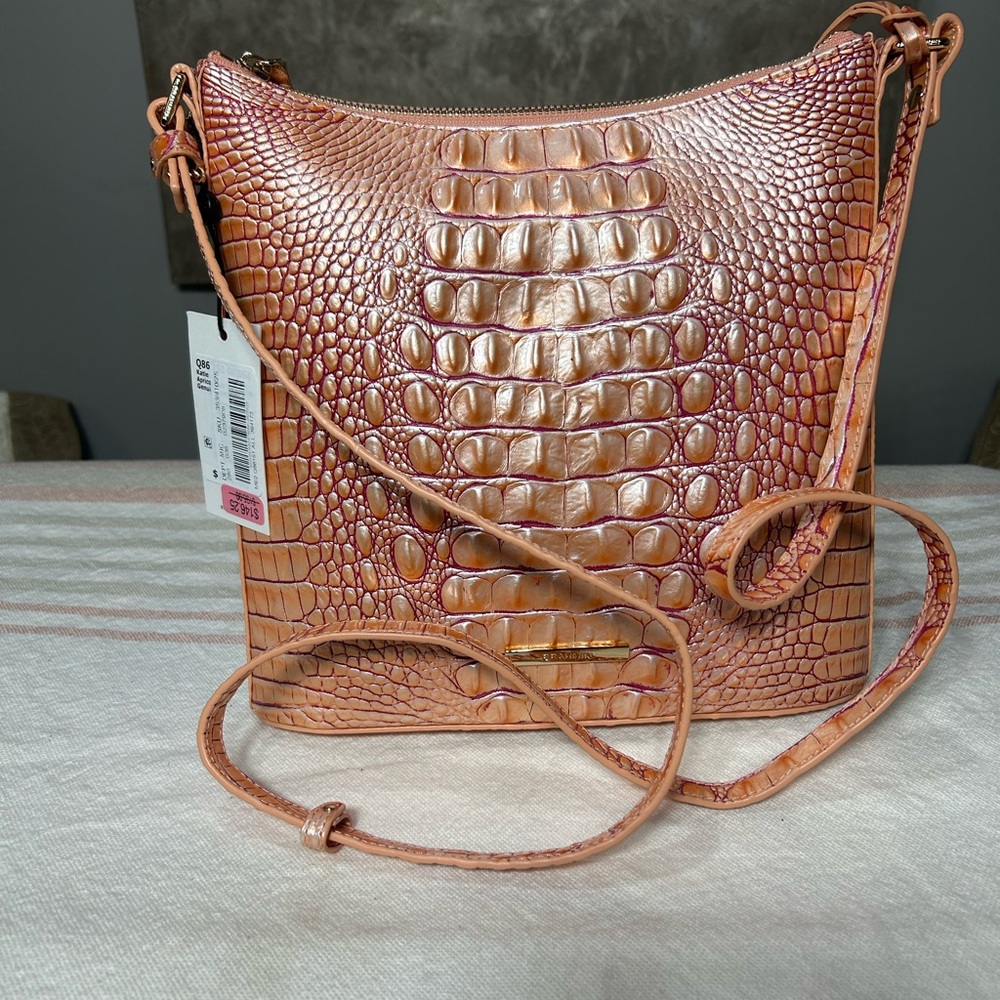 Brahmin Rose Gold Croc-Embossed Crossbody Bag